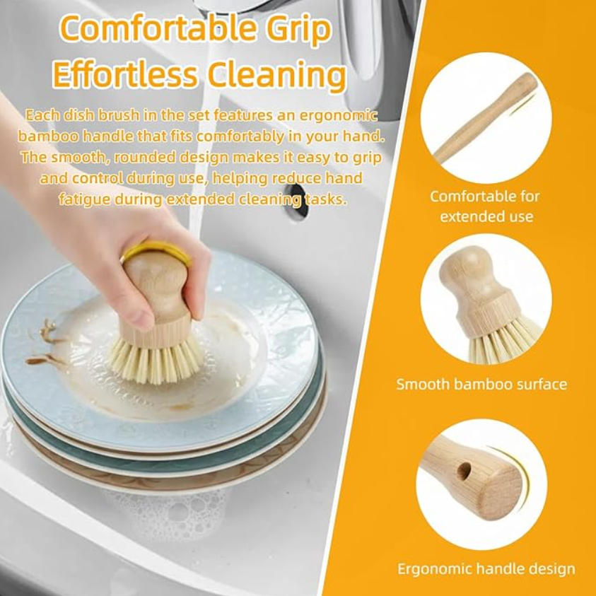 6 PCS Bamboo Dish Brush Set -  - Substrate Coconut Fiber ulasan dan harga